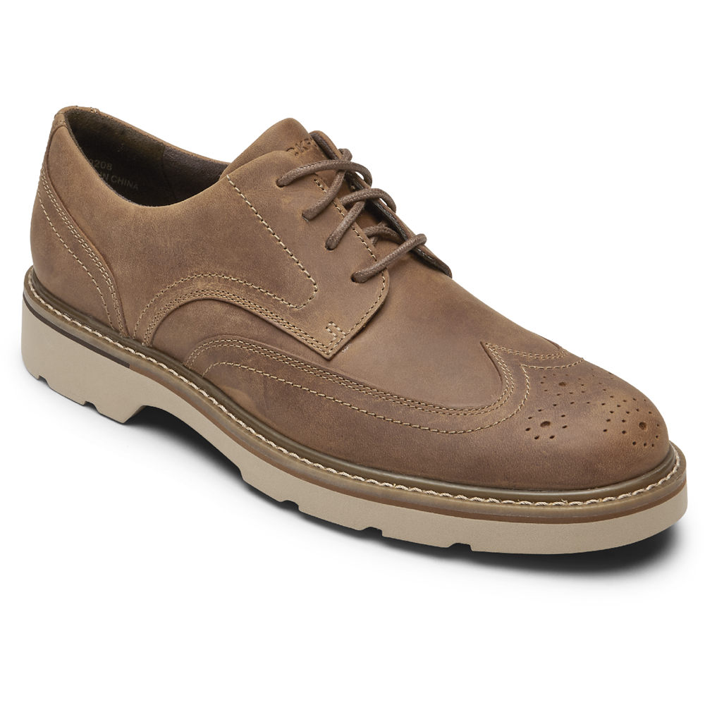 Zapatillas Rockport Hombre Mexico - Charlee Waterproof Wingtip Kaki - MYIQL7543